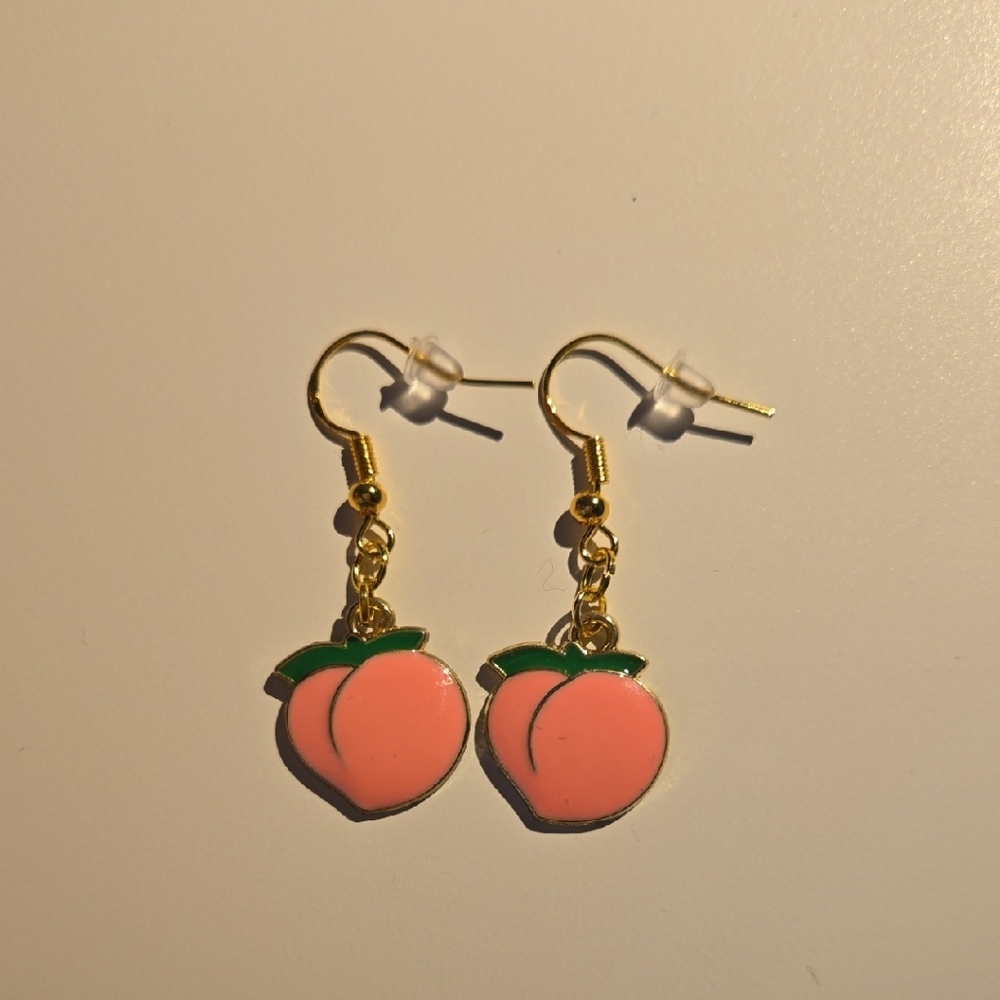Peach Shaped Earrings with Gold Accents